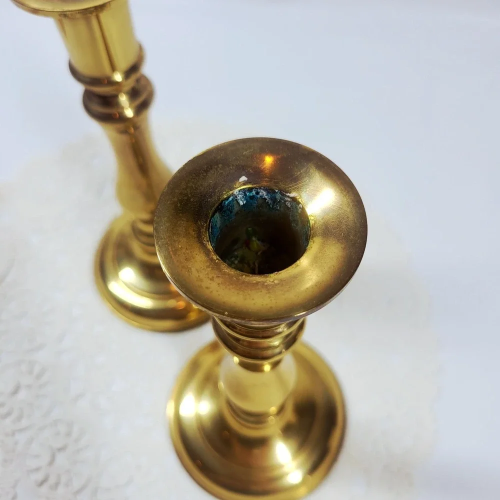 2 Convertible Solid Brass Candlestick Holders Gallery Originals Sizeable